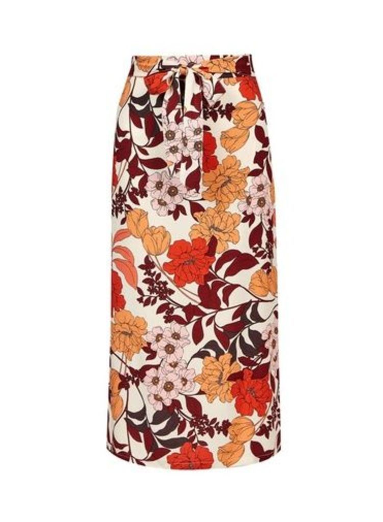 Womens **Tall Multi Colour 'Fiona' Floral Print Midi Skirt, Multi