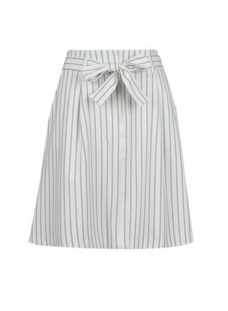 Womens Vila Cream Pinstriped Skirt, Cream