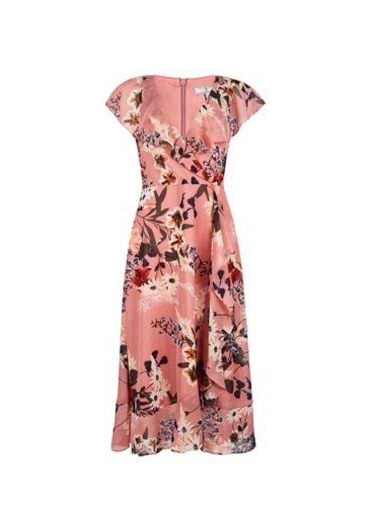 Womens **Billie & Blossom Tall Pink Floral Print Wrap Dress, Pink