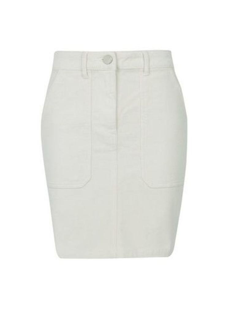Womens White Cord Skirt, White