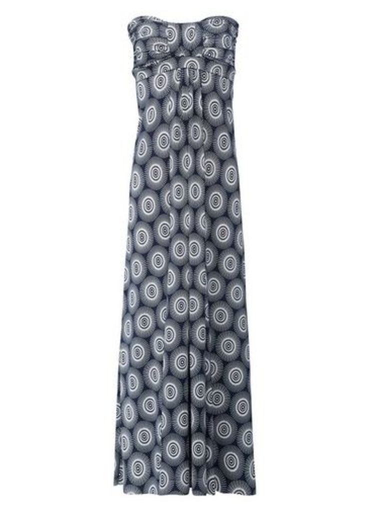 Womens Izabel London Navy Geometric Print Bandeau Maxi Dress - Blue, Blue