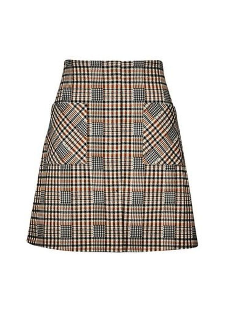 Womens Multi Colour Check Print Mini Skirt, Multi Colour
