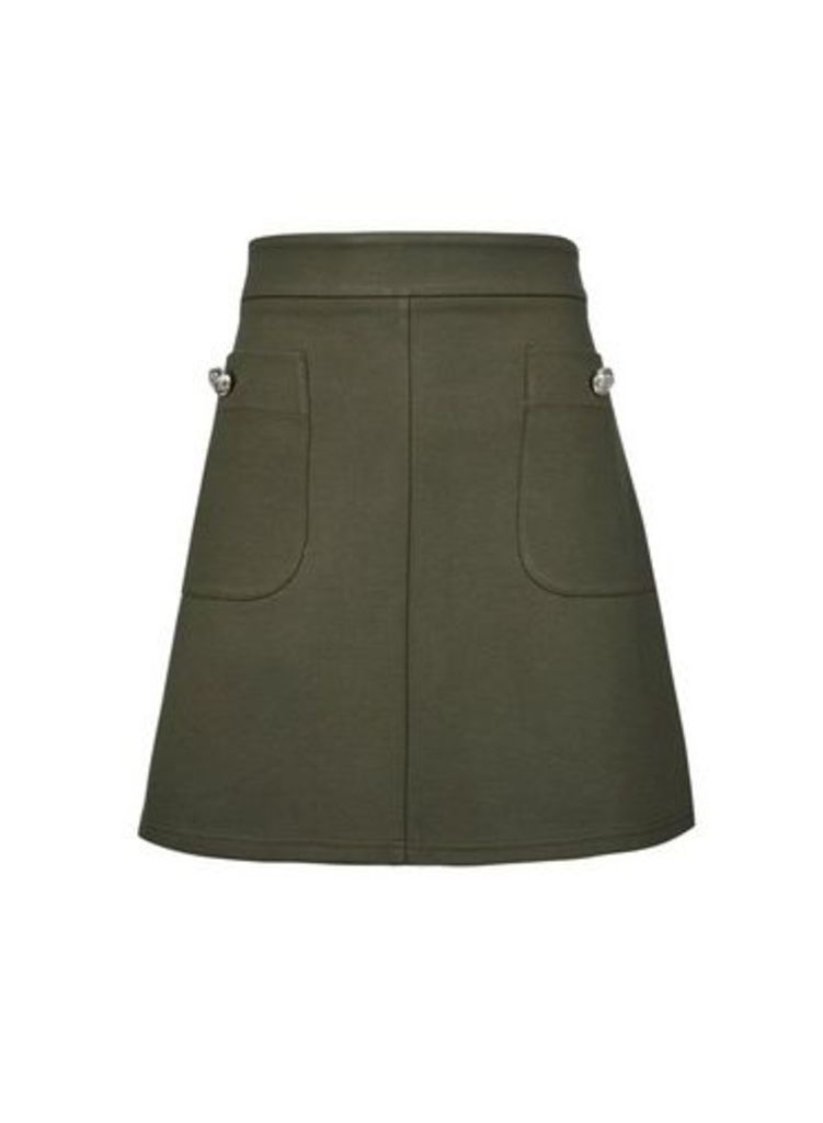Womens Dp Petite Khaki Mini Skirt - Green, Green