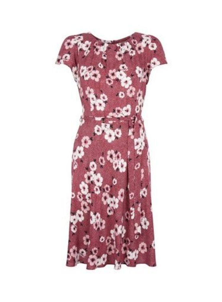 Womens **Billie & Blossom Mulberry Floral And Spot Print Fit And Flare Dress- Red, Red