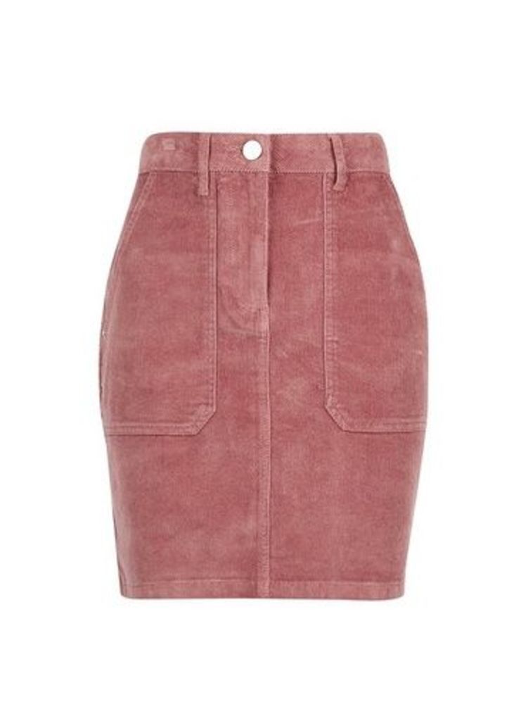 Womens Pink Cord Skirt, Pink