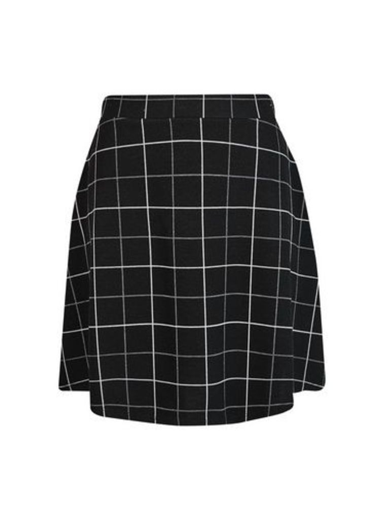 Womens Black Checked Flippy Mini Skirt- Black, Black
