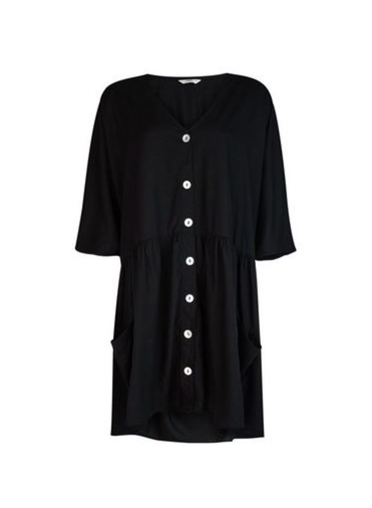Womens **Only Black Oversized Buttoned Dress, Black