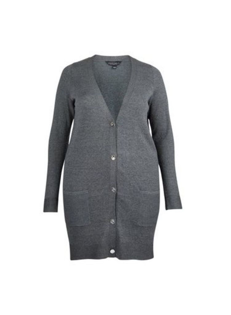 Womens **Dp Curve Grey Button Cotton Mix Cardigan, Grey
