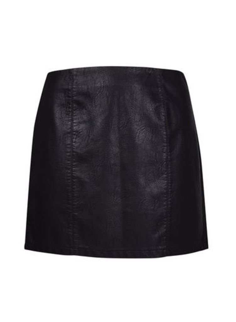 Womens **Dp Curve Black Pu Mini Skirt, Black