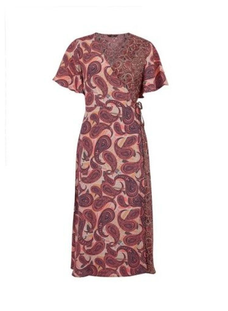 Womens Only Multi Coloured Mix And Match Paisley Print Wrap Dress - Pink, Pink