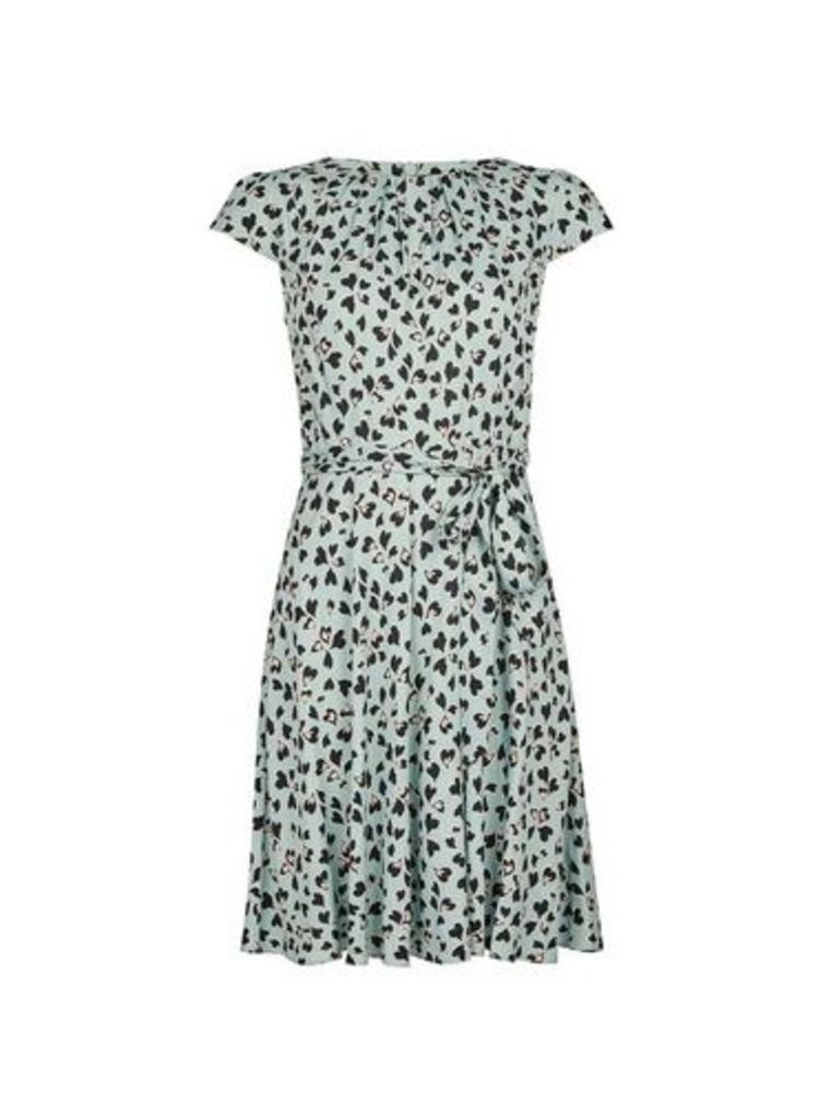 Womens Billie & Blossom Petite Blue Animal Heart Print Fit And Flare Dress, Blue