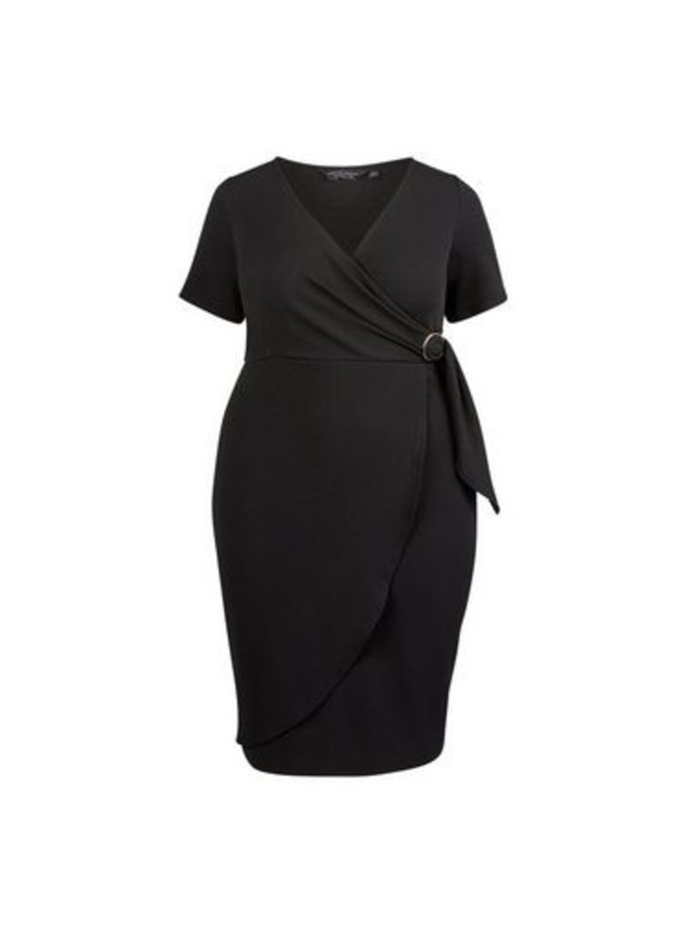 Womens Dp Curve Black Wrap Dress, Black