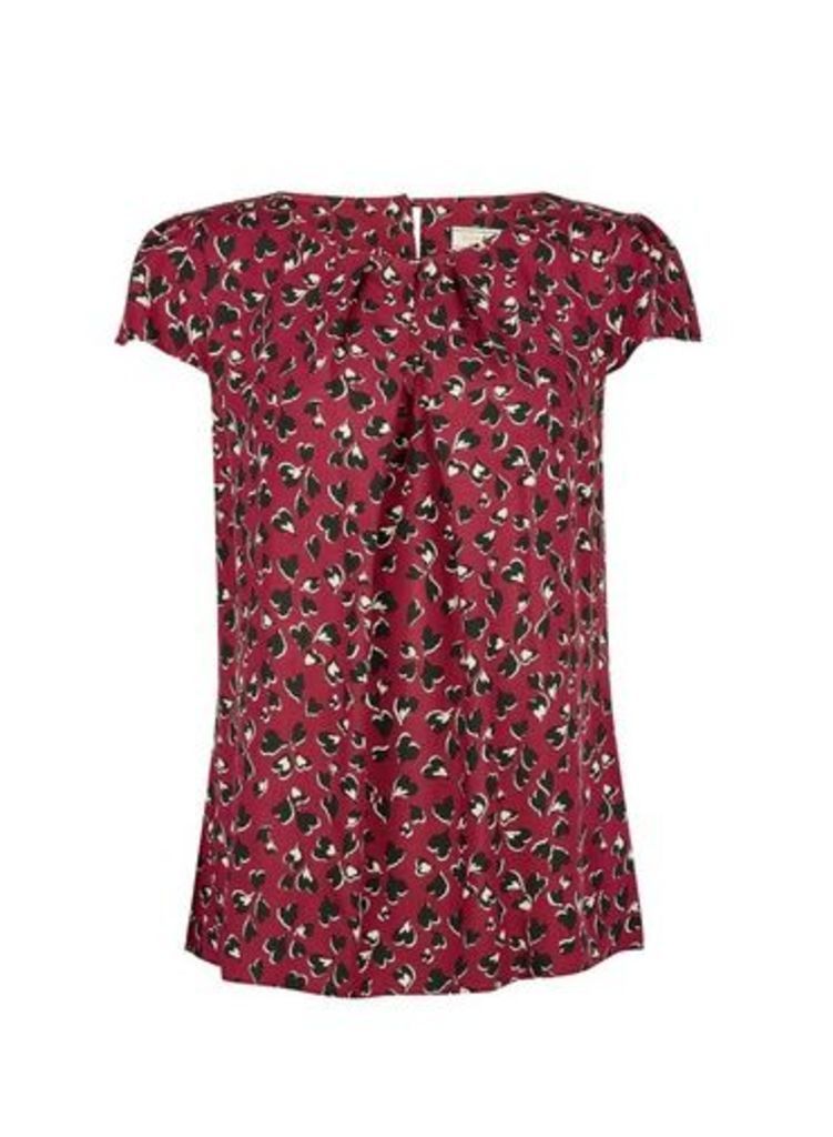 Womens **Billie & Blossom Red Animal Heart Shell Blouse, Red