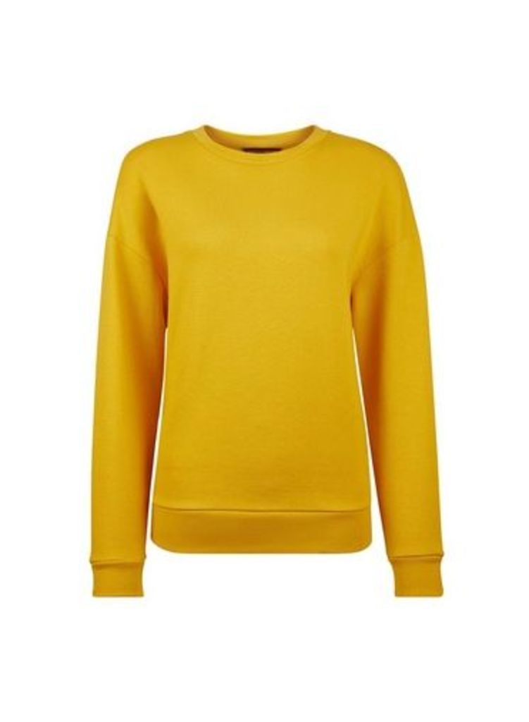 Womens Yellow Basic Cotton Sweatshirt- Orange, Orange