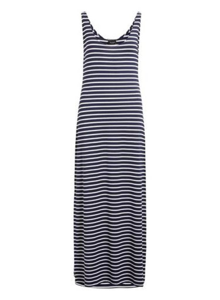 Womens **Vila Navy Striped Jersey Maxi Dress- Navy, Navy