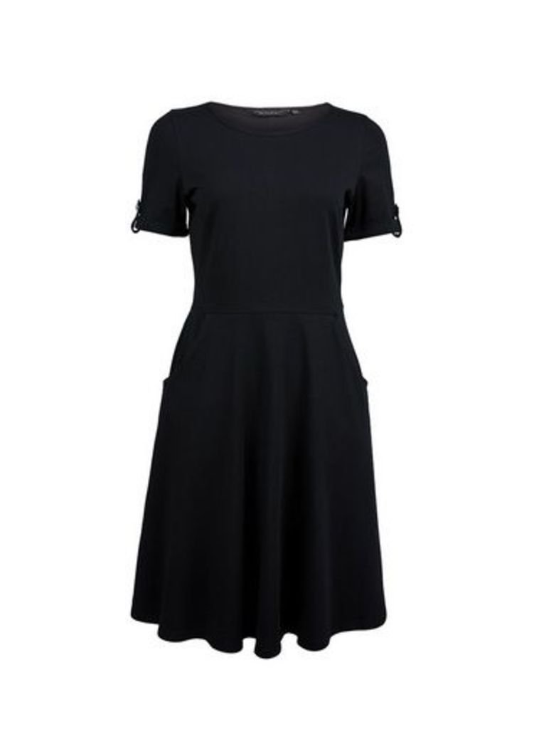Womens Black T-Shirt Cotton Blend Dress, Black