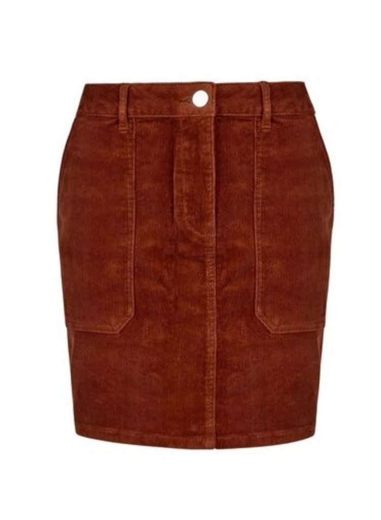 Womens Dp Petite Tan Cord Mini Skirt - Brown, Brown