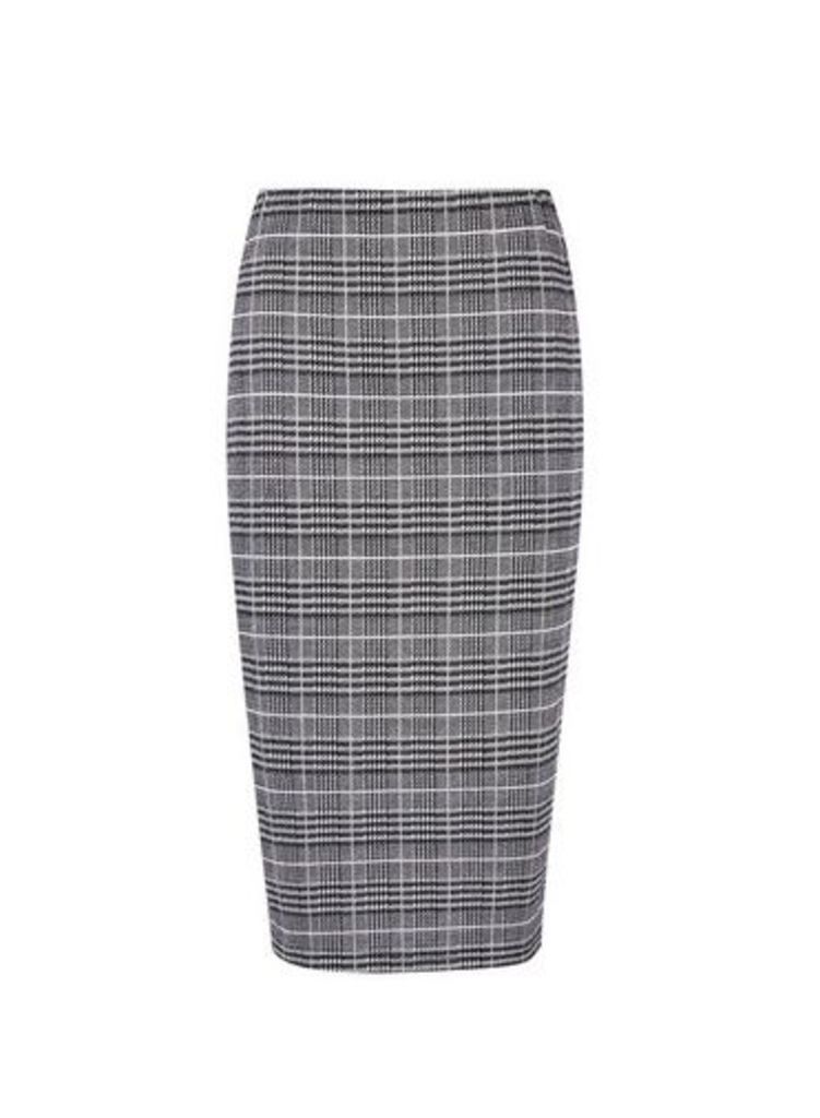 Womens Checked Pull On Pencil Skirt- Pink, Pink