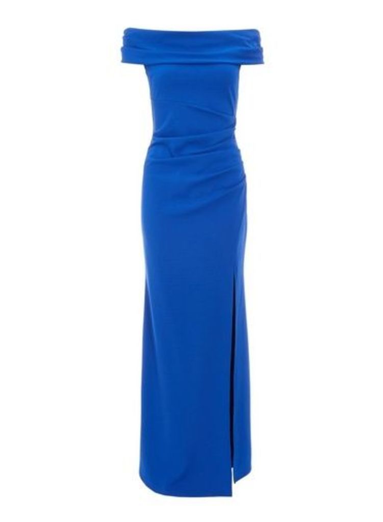 Womens Quiz Blue Bardot Fishtail Dress, Blue