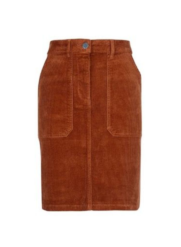 Womens Tall Tan Cord Patch Mini Skirt - Brown, Brown