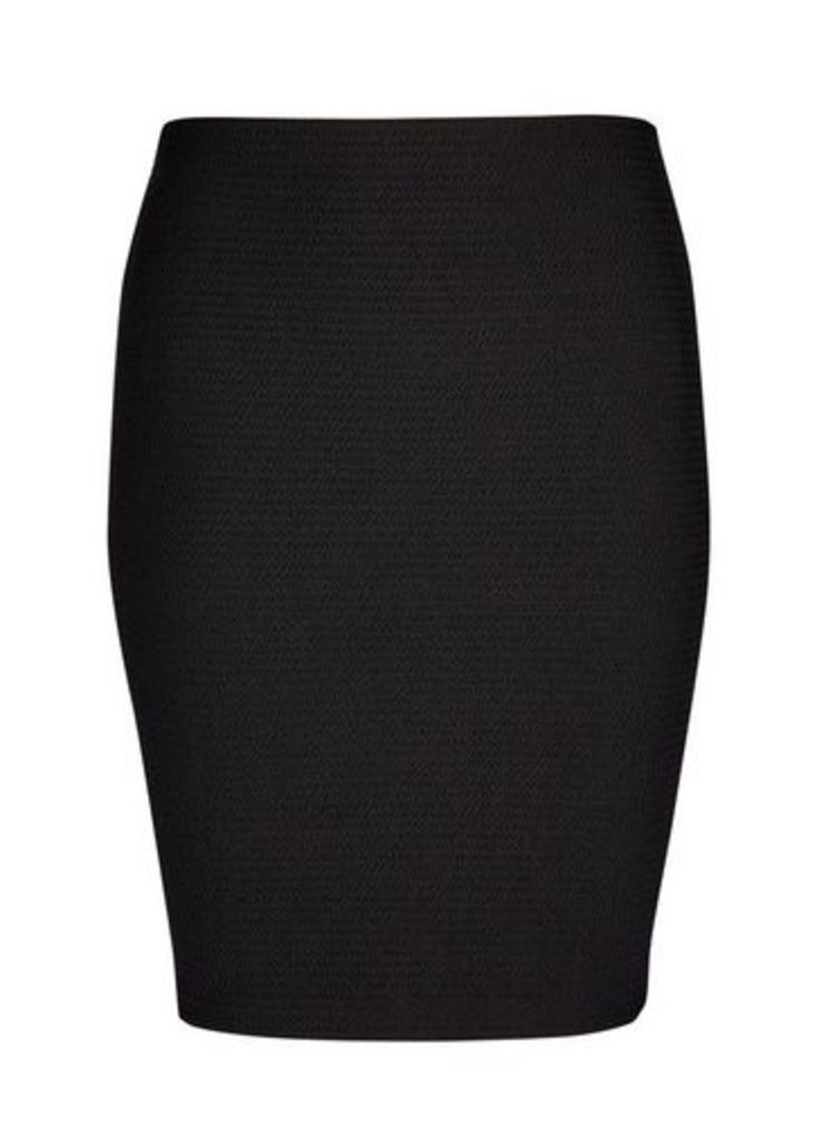 Womens Black Pull On Textured Mini Skirt, Black