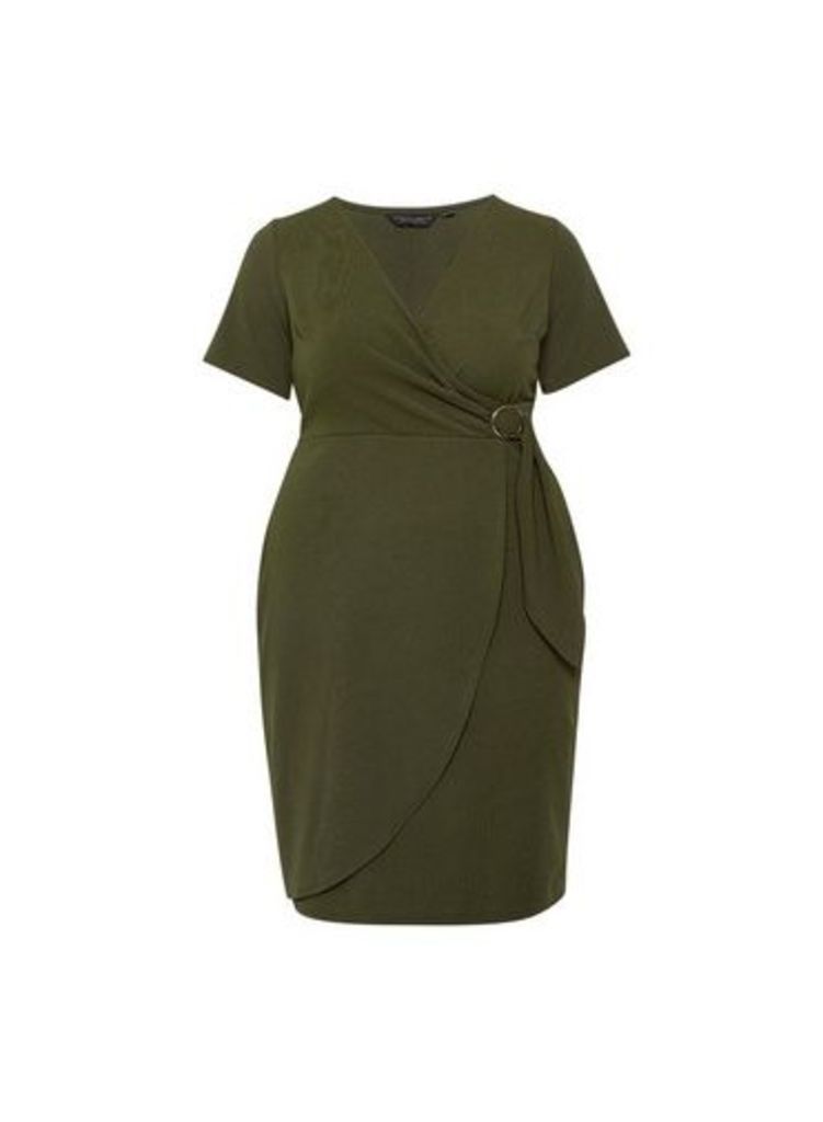 Womens Dp Curve Khaki Wrap Dress - Green, Green