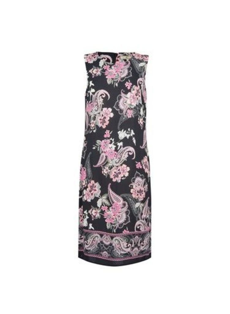 Womens **Billie & Blossom Tall Black Paisley Print Shift Dress, Black