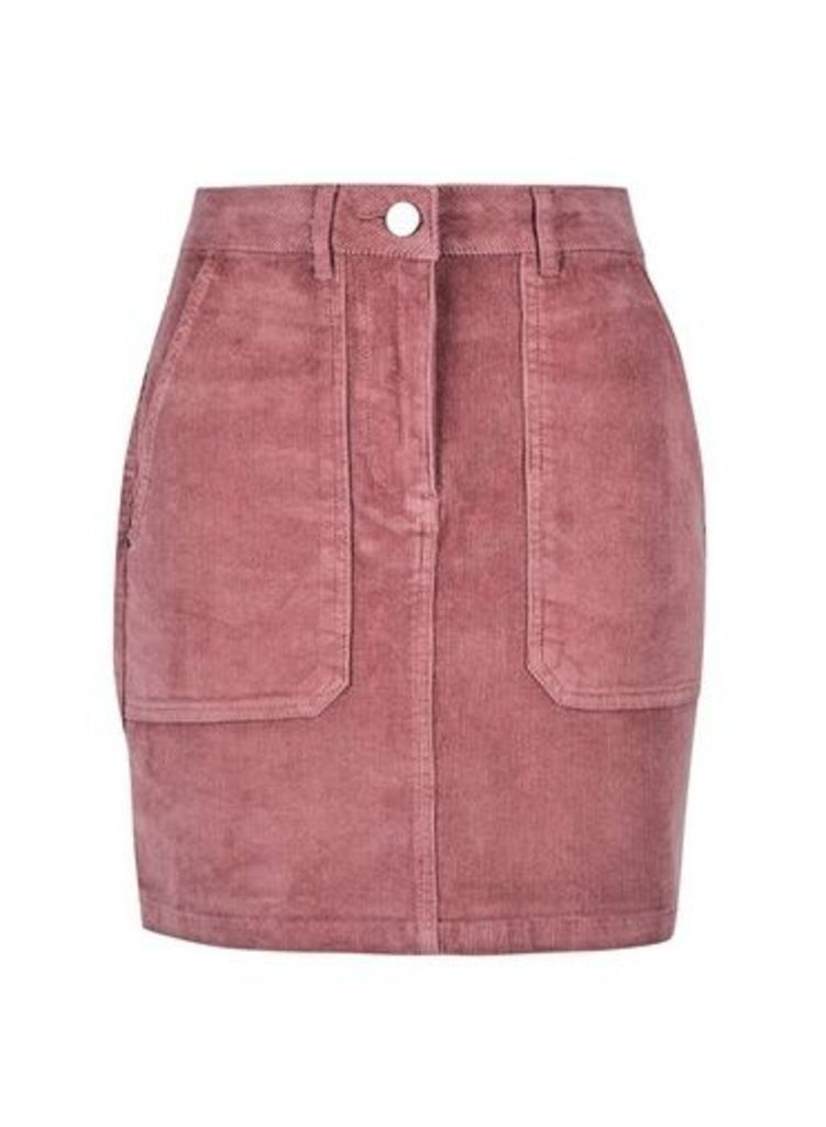 Womens Dp Petite Blush Corduroy Skirt - Pink, Pink