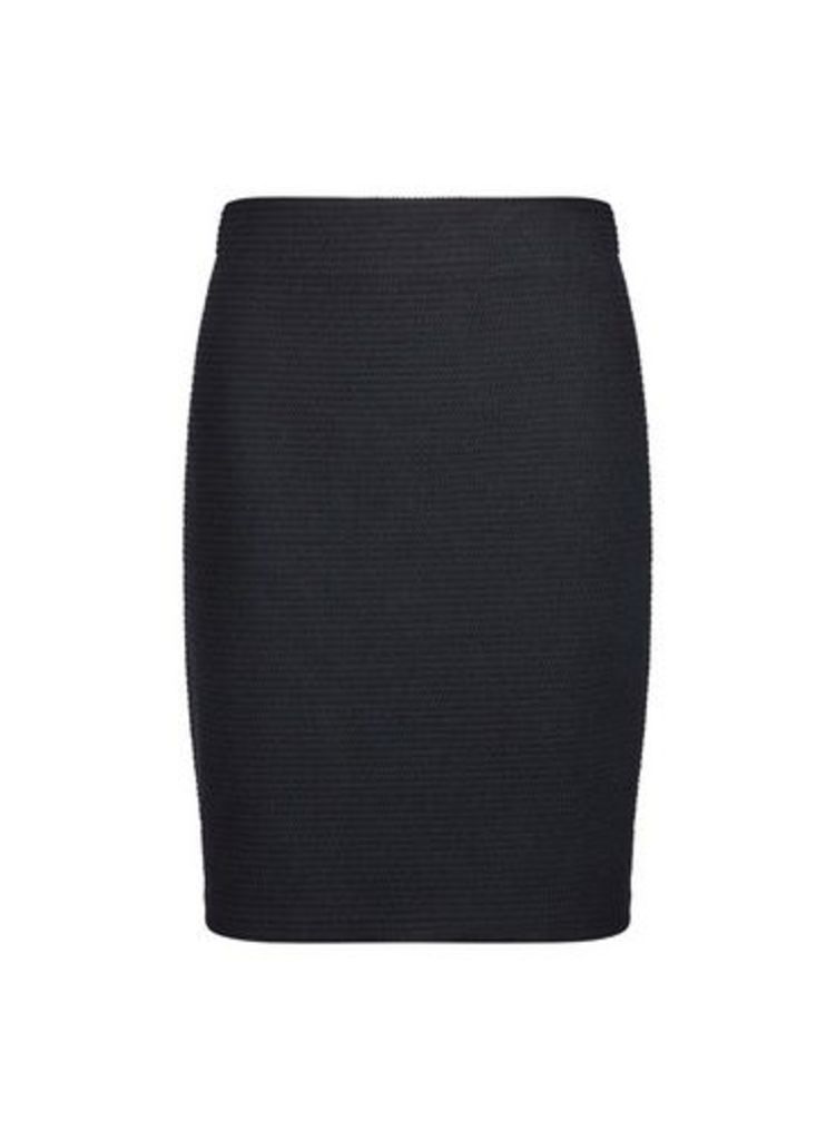 Womens **Tall Black Textured Mini Skirt, Black