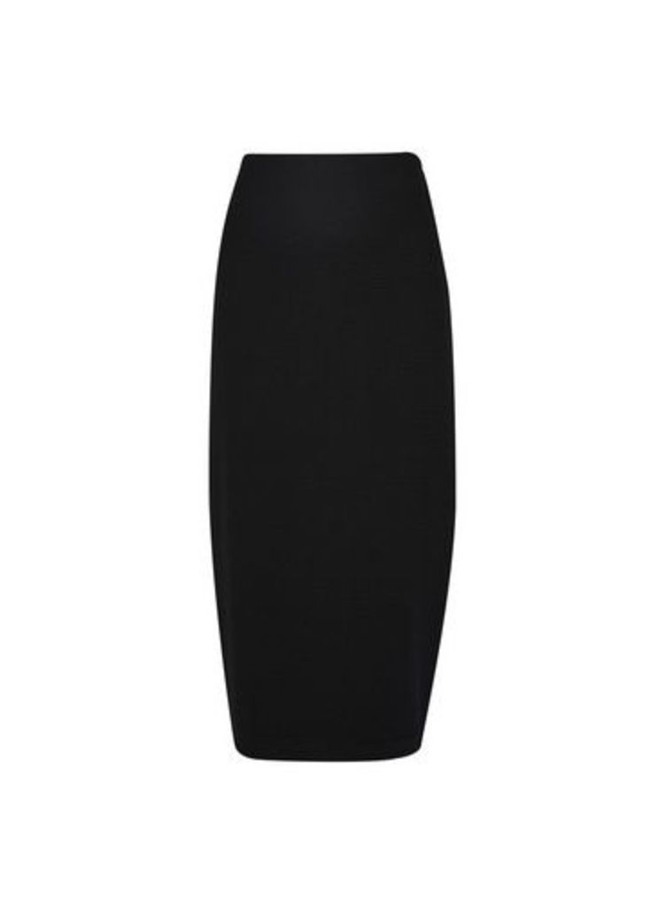 Womens Tall Black Textured Pencil Skirt, Black