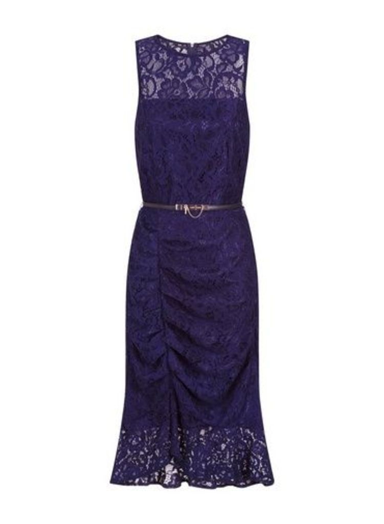 Womens Paper Dolls Navy Lace Ruched Bodycon Dress, Navy