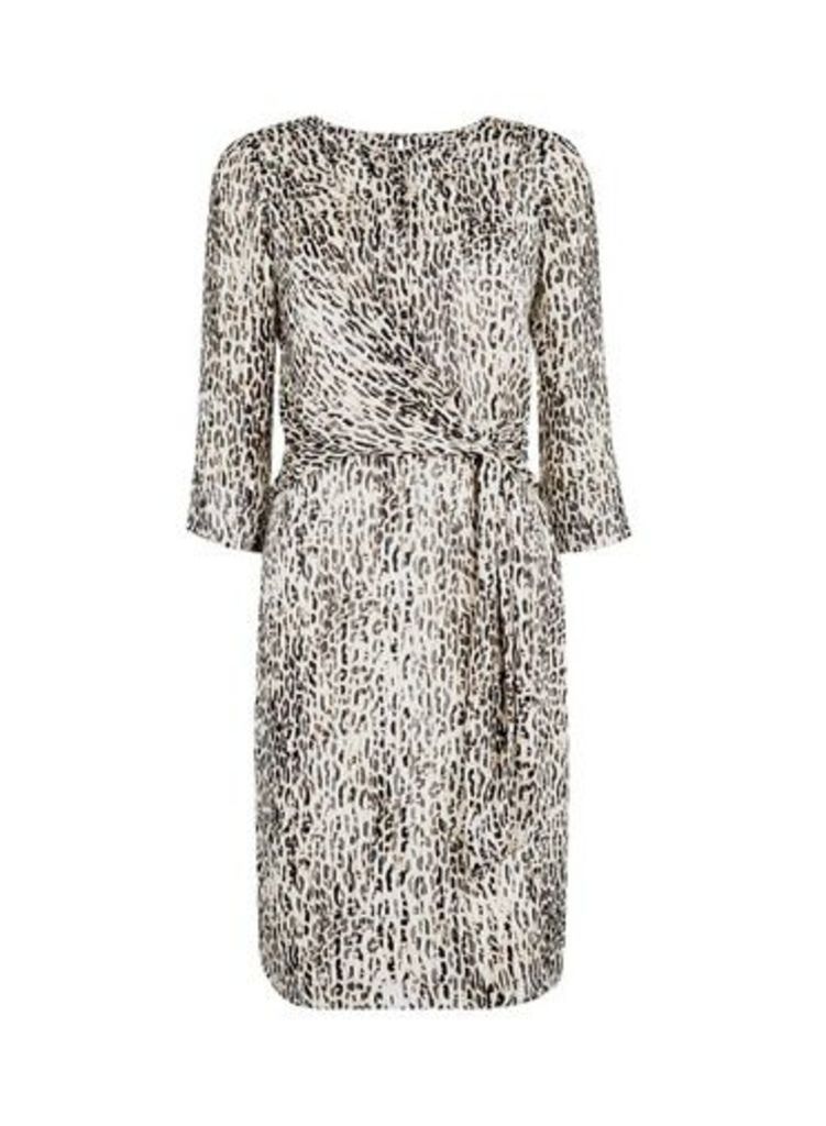 Womens **Billie & Blossom Beige Leopard Print Foil Dress, Beige
