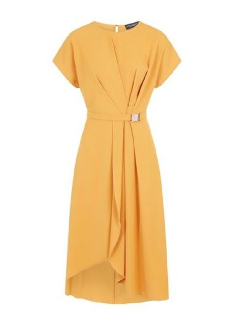 Womens **Little Mistress Yellow Asymmetric Dress - Orange, Orange