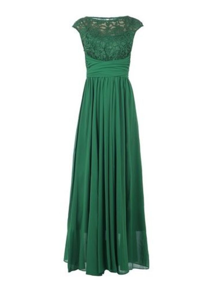 Womens Jolie Moi Green Lace Detail Maxi Dress, Green