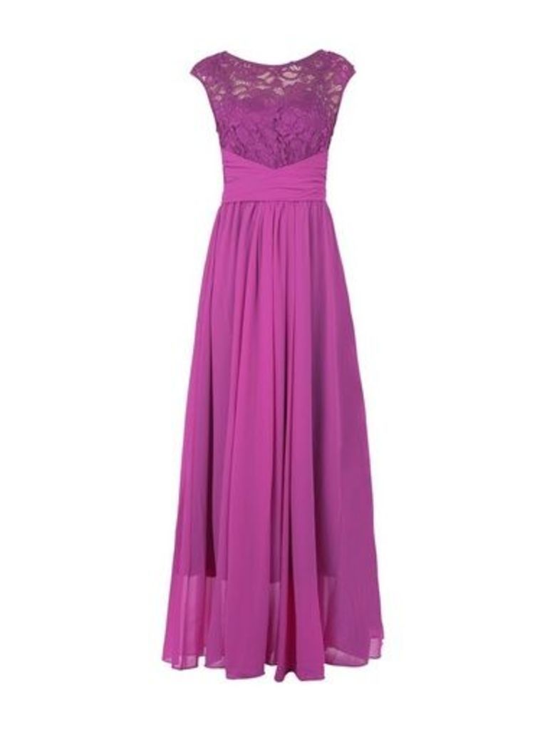 Womens Jolie Moi Pink Lace Detail Maxi Dress, Pink
