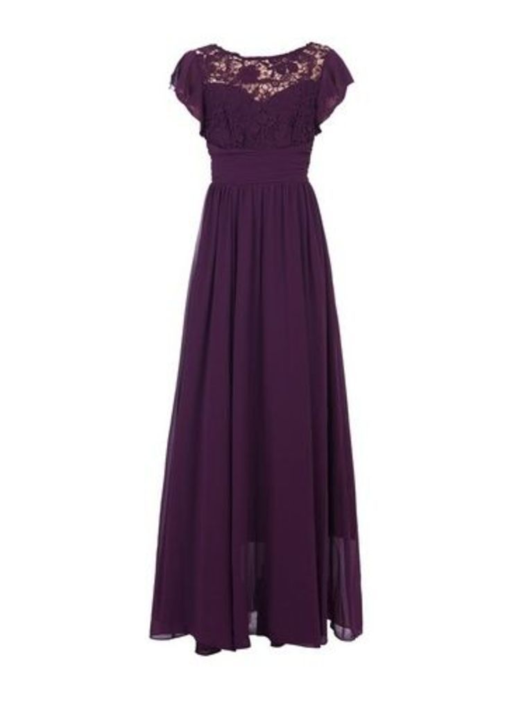 Womens Jolie Moi Dark Purple Crochet Maxi Dress, Dark Purple