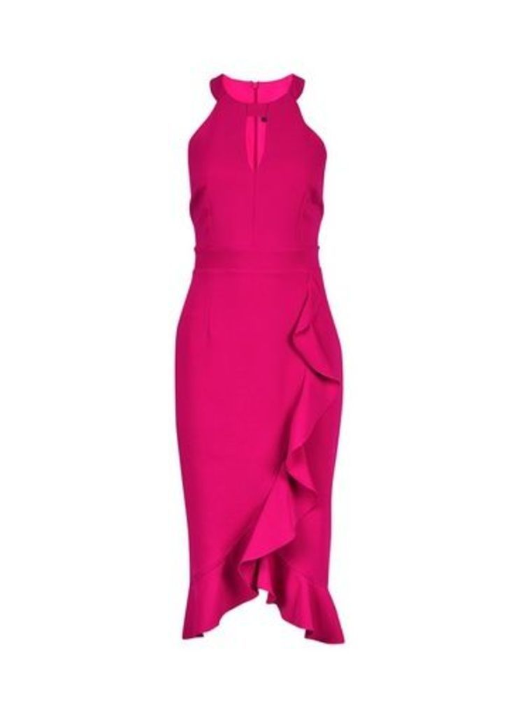 Womens **Showcase Magenta 'Romy' Ruffle Bodycon Dress - Pink, Pink