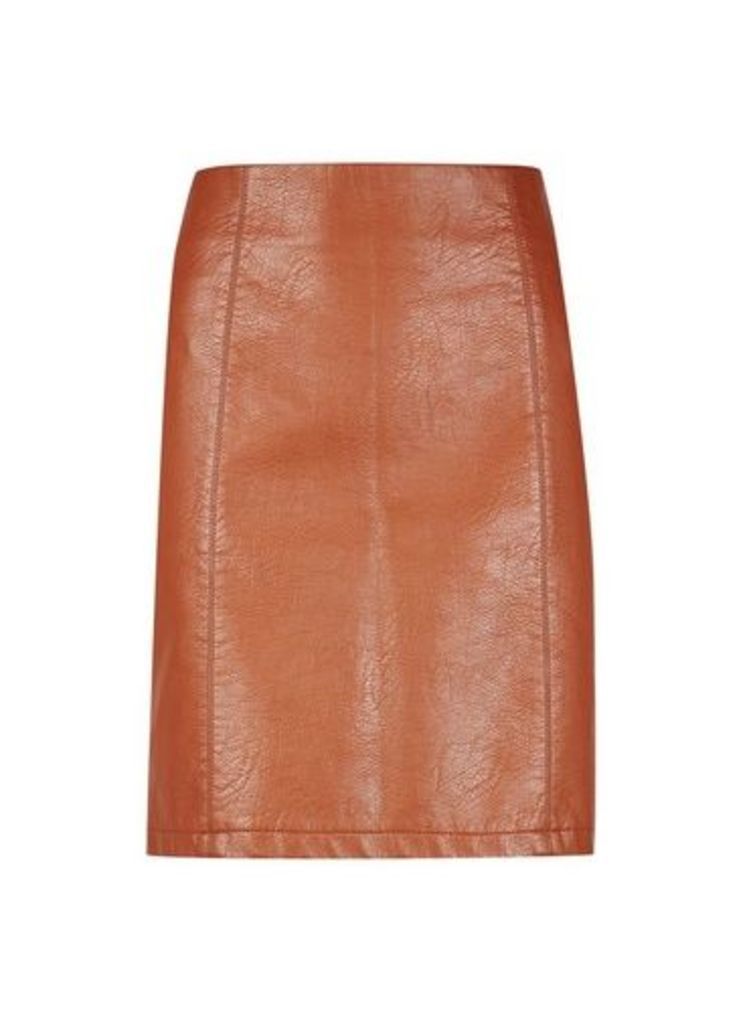 Womens Tall Tan Pu Mini Skirt - Brown, Brown