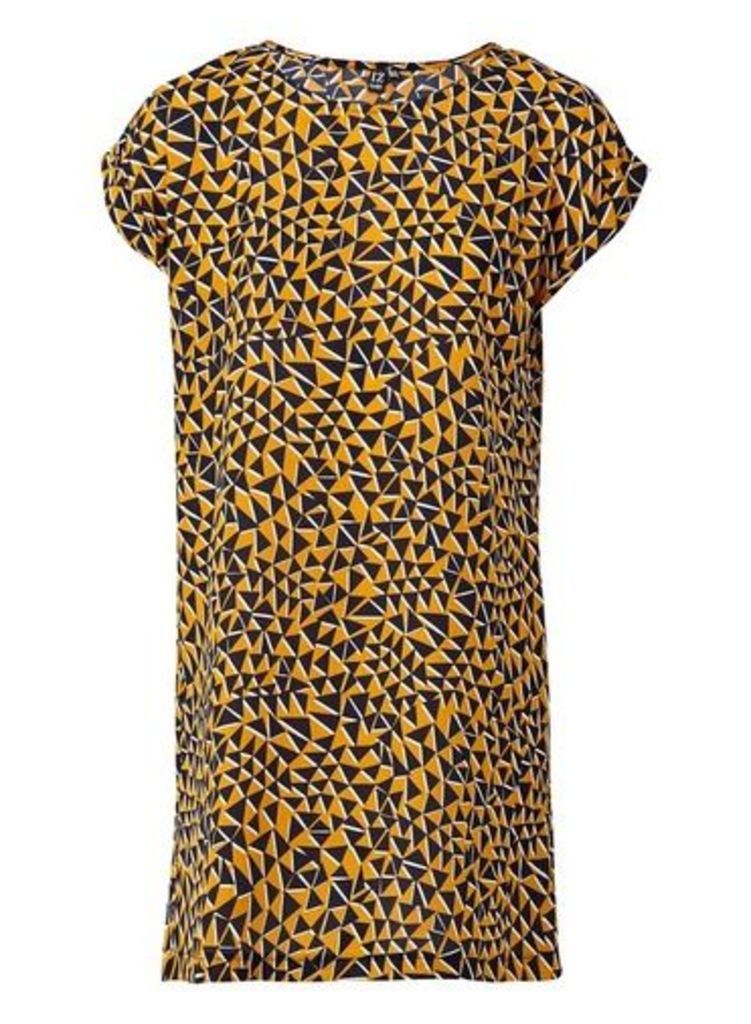 Womens *Izabel London Mustard Geometric Print Shift Dress - Multi Colour, Multi Colour