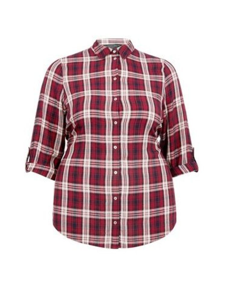 Womens **Dp Curve Red Check Print Shirt, Red