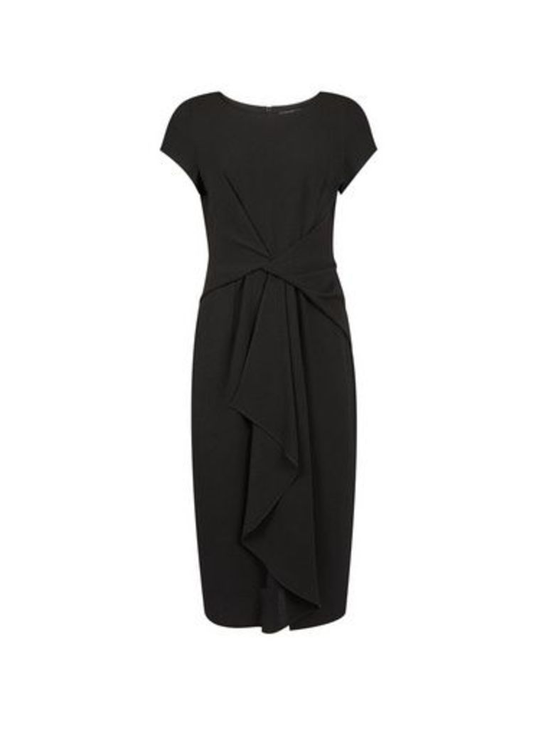 Womens **Luxe Black Manipulated Crepe Dress, Black