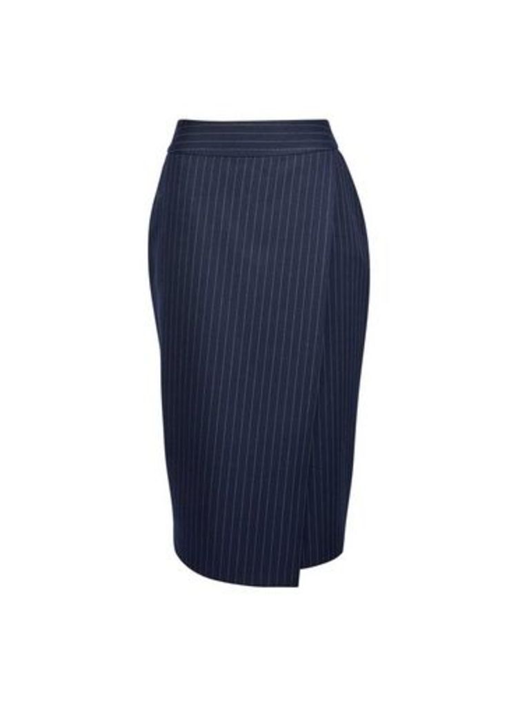 Womens **Tall Navy Pinstripe Skirt - Blue, Blue