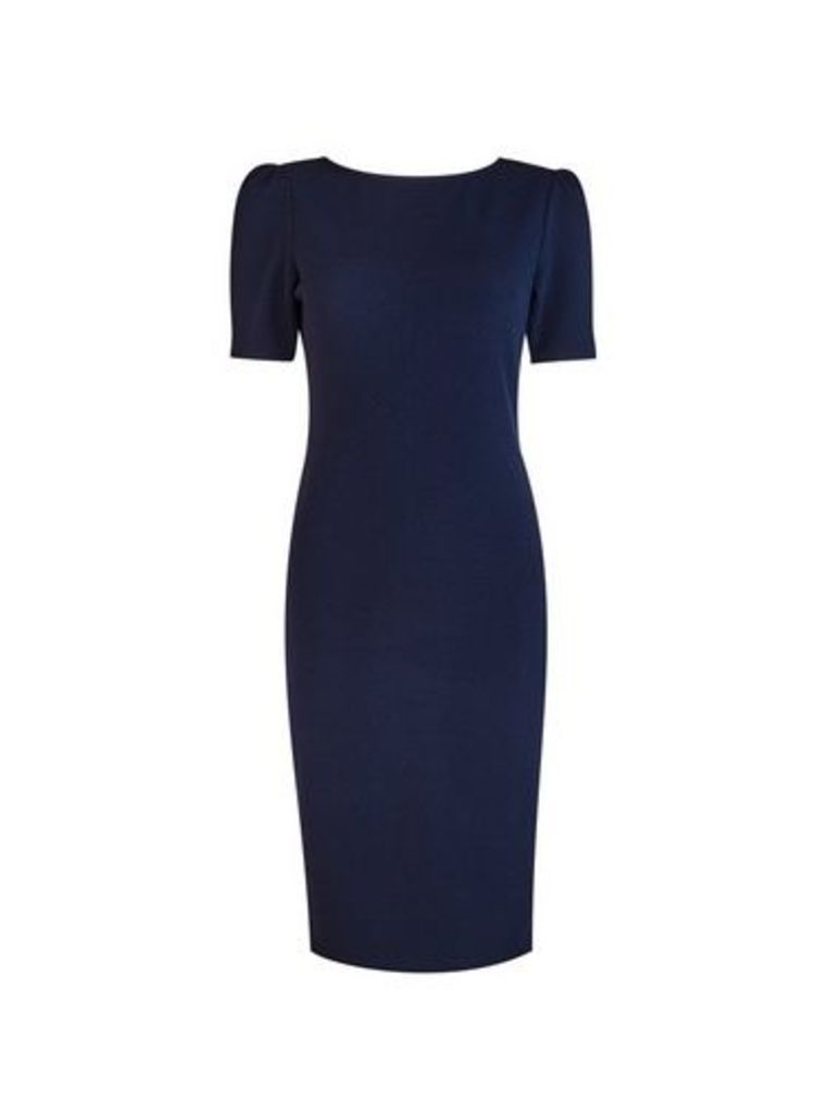 Womens Navy Ruched Sleeve Bodycon Dress - Blue, Blue