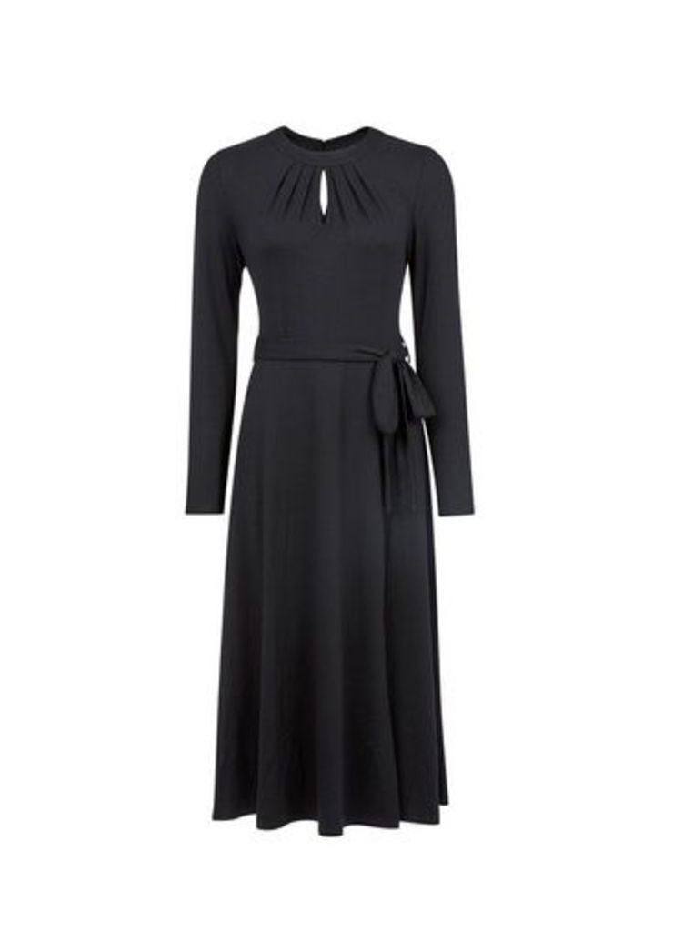 Womens Black Keyhole Midi Dress, Black