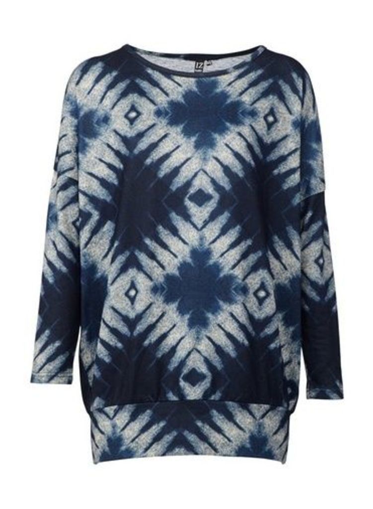 Womens *Izabel London Navy Abstract Print Tie Dye Knitted Jumper, Navy