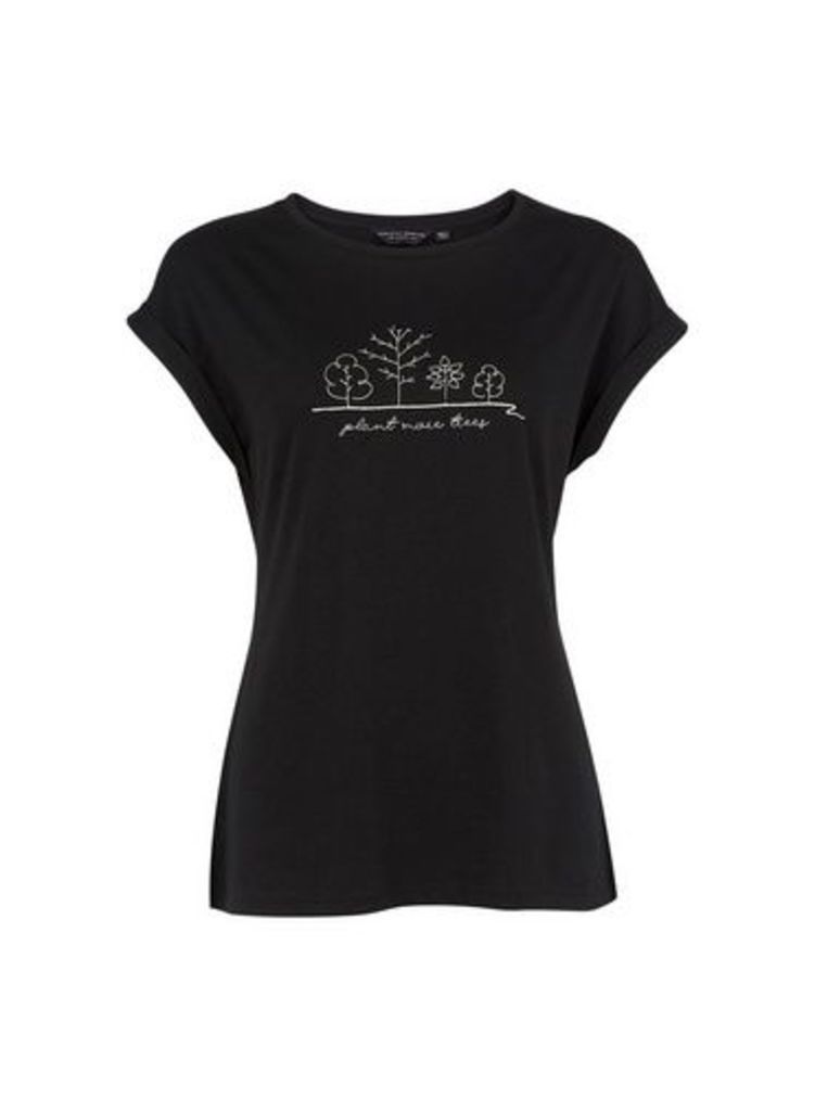 Womens Organic Cotton Trees For Cities Charity Black Plant More Trees T-Shirt, Black
