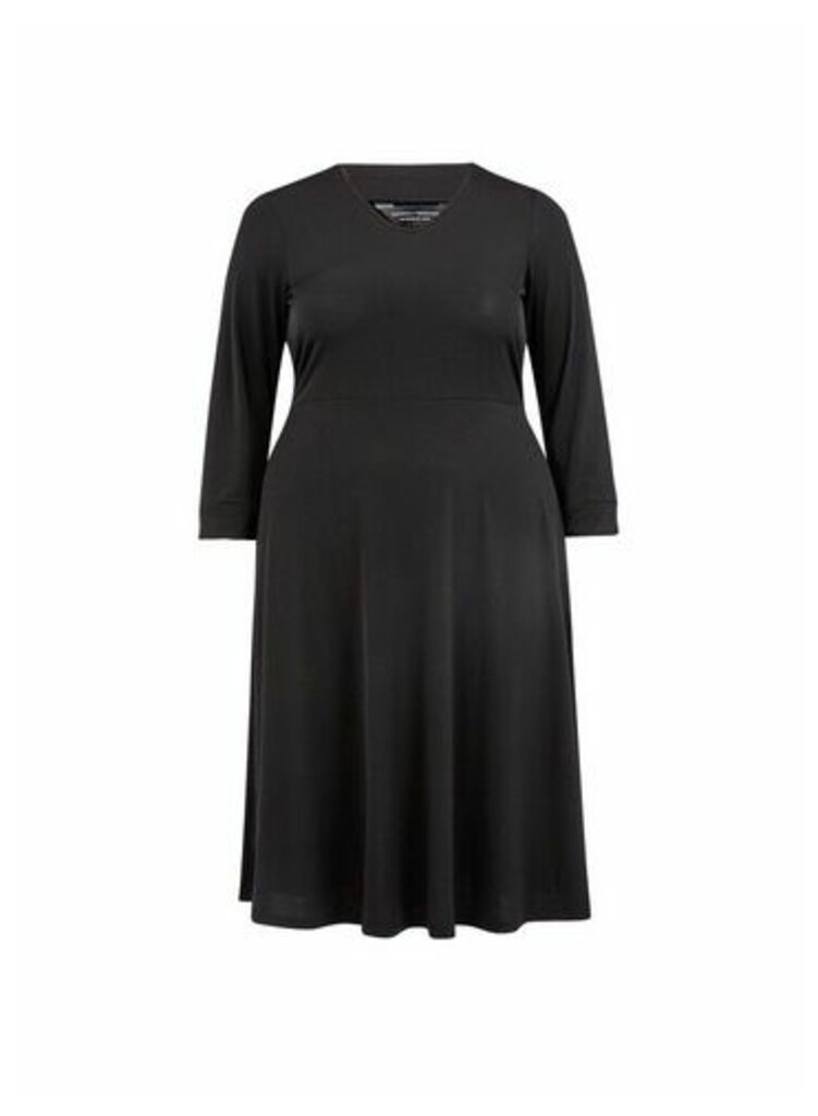 Womens Dp Curve Black Pussybow Dress, Black