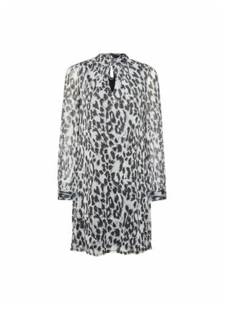 Womens **Billie & Blossom Silver Leopard Print Twist Dress, Silver