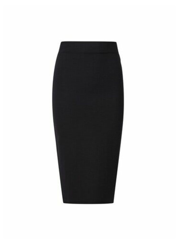 Womens Petite Black Textured Pencil Skirt, Black