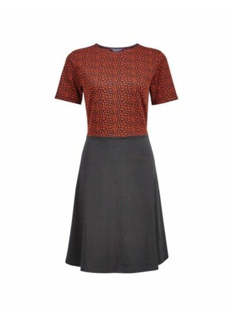 Womens Rust Jacquard Print 2-In-1 Dress- Multi Colour, Multi Colour